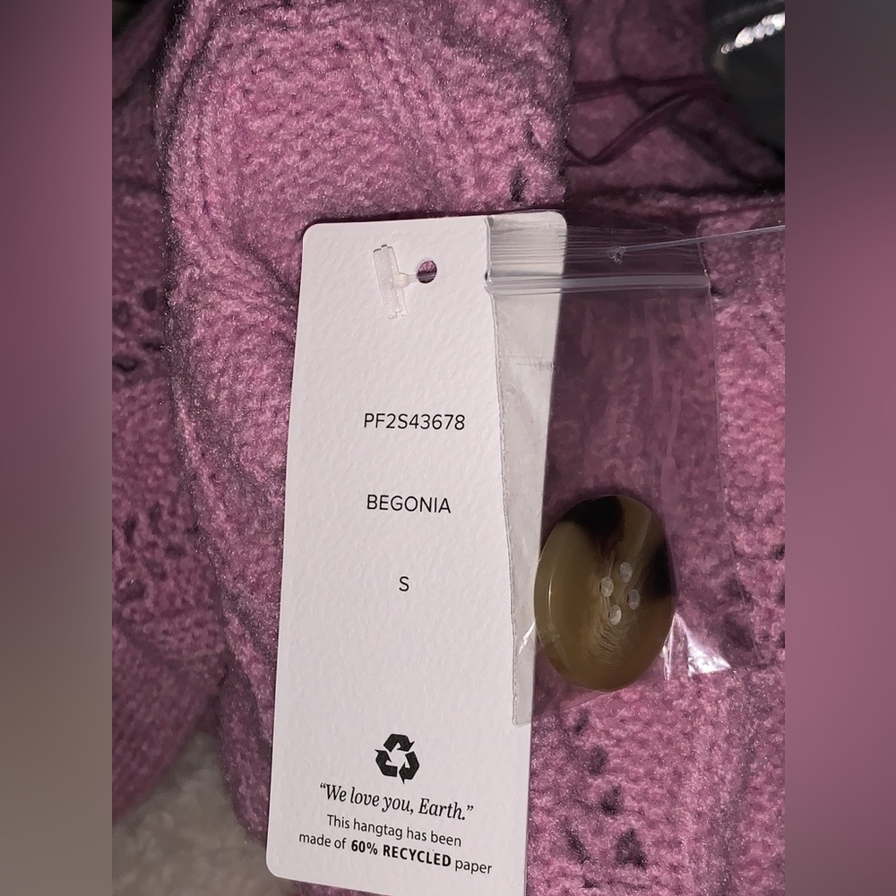 NEW! Pink Rose Lilac Soft As Heck Button Up Semi Crop Puffer Sweater - Picture 7 of 9